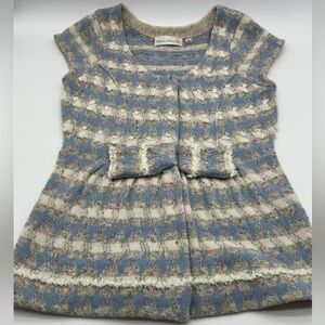 Charlie & Robin Med Anthropologie Blue Wool Blend Snap Button Up Knit cardigan